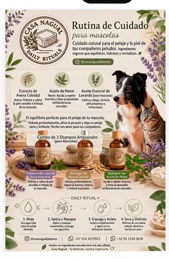 Línea de cuidado natural para mascotas Casa Nagual